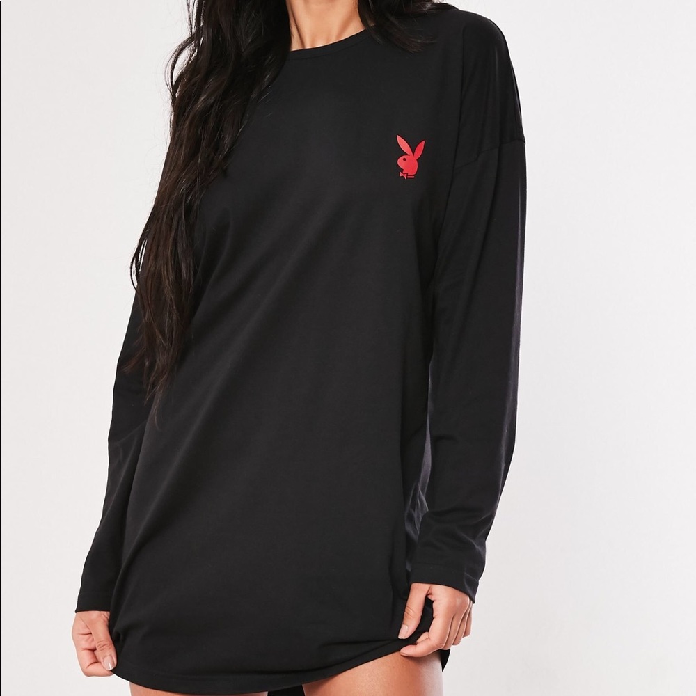 SOLD Playboy Missguided Black Lips T Shirt Dress - Picture 3 of 4